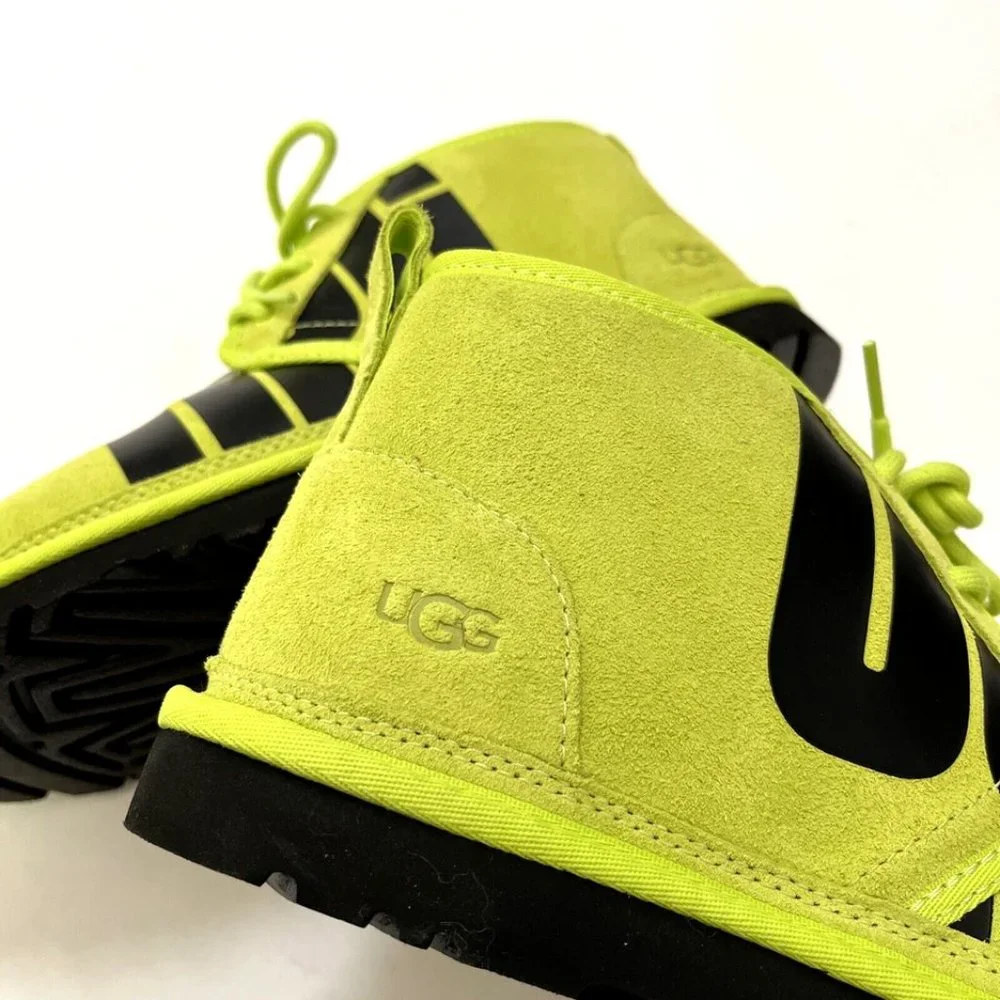 UGG Neumel Chopd Chukka Boots Lime Green Black Logo Suede Mens Size 10 NWOB